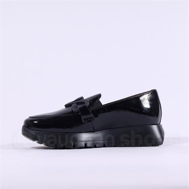 Wonders Odisei Slip On Link Wedge Loafer - Black Patent